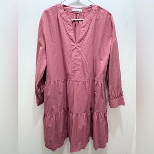 MNG Dusty Rose Tiered V-Neck Tunic Sz 10
